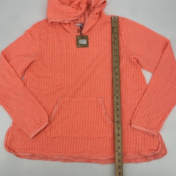 Hello Nite Size Small Coral Hoodie Waffle Knit Sweater Oversized NWT - Picture 8 of 10